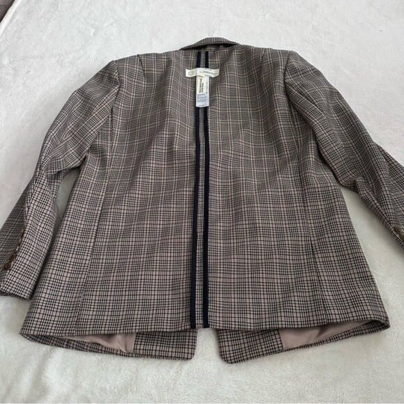 STYLENANDA Korea Single Breasted Padded Shoulder Plaid Check Blazer Size S - Picture 10 of 12